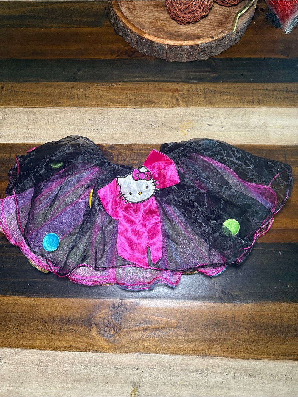 Hello Kitty Black and Hot Pink Layered Tulle Skirt with Bow